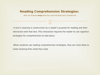 Preview of Powerpoint: Reading Comprehension: Strategies, Instruction & Why It's Important