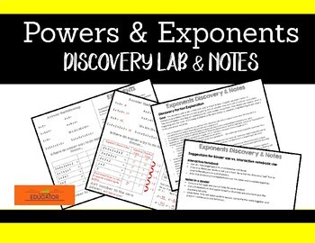 Preview of Powers & Exponents Discovery Lab & Notes