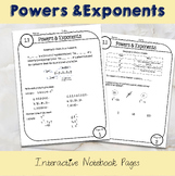 Powers & Exponents Interactive Notebook page