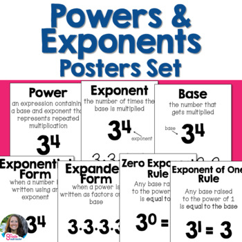 Preview of Powers & Exponents Posters Set for Anchor Charts or Word Wall