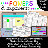 Powers & Exponents: Presentation, Notes, Self-Checking Activity