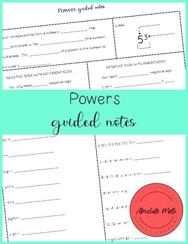 Preview of Powers Guided Notes