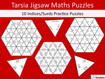 Preview of Powers, Indices and Surds Practice - Tarsia Maths Jigsaw Puzzle Bundle