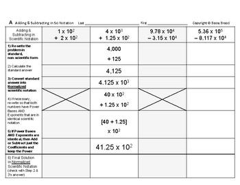 Preview of Powers & Roots 17: Adding Add and Subtracting Subtract in Scientific Notation