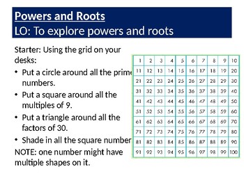 Preview of Powers, Squares, Cubes and Roots