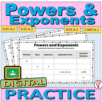 Preview of Powers and Exponents - DIGITAL Practice Worksheets