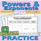 Powers and Exponents - DIGITAL Practice Worksheets