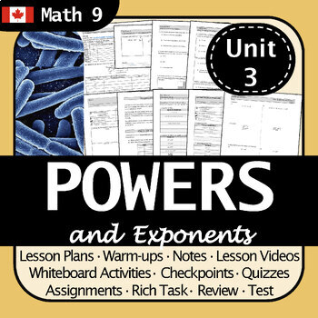 Preview of BC Math 9 Exponents and Powers Unit | No Prep! Differentiated, Engaging, Fun!