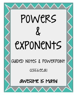 Preview of Powers and Exponents Guided Note with PowerPoint