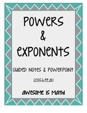 Powers and Exponents Guided Note with PowerPoint