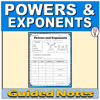 Preview of Powers and Exponents - Guided Notes and Practice Worksheet