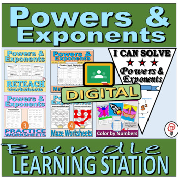 Preview of Powers and Exponents - Learning Station Resource Pack DIGITAL BUNDLE