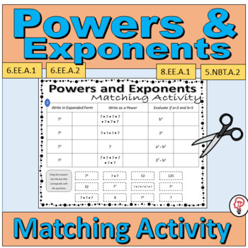 Preview of Powers and Exponents Matching Activity (cut and paste)
