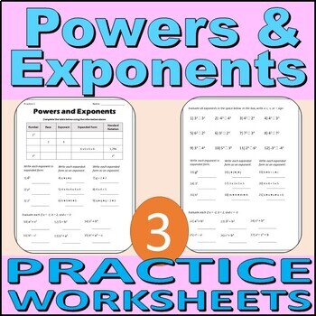 Preview of Powers and Exponents - Practice Worksheets