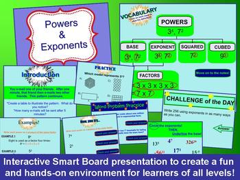 Preview of Powers and Exponents Smart Board and Graphic Organizer