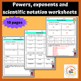 Powers, exponents, and scientific notation worksheets