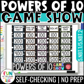 Preview of Powers of 10 Game Show 5th Grade Math Test Prep Review Game 5.NBT.1 5.NBT.2