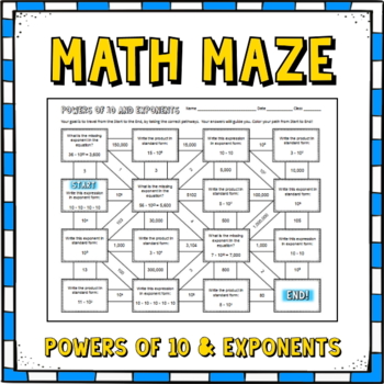 Preview of Powers of 10 and Exponents - Whole Numbers - Math Maze