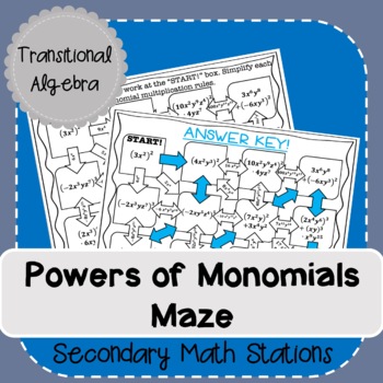 Preview of Powers of Monomials Maze