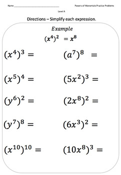 lesson 4 homework practice powers of monomials answer key