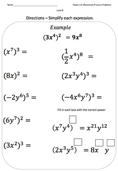 lesson 4 problem solving practice powers of monomials