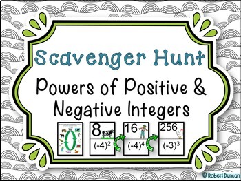 Preview of Powers of Positive and Negative Integers Scavenger hunt