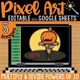 Powers of Ten Pixel Art Math Practice Pumpkin Fall Theme: 