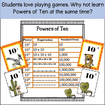 Powers of Ten Games - Powers of Ten War! 5.NBT.2 by Teacher's Planet