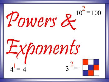 Preview of Powers/Exponents and Handout Math PowerPoint