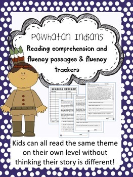 Preview of Powhatan Indians fluency and comprehension leveled passages
