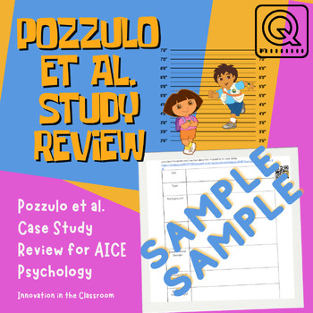 Preview of Pozzulo et al. Case Study Review Sheet with Quizlet link and QR code