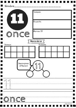 spanish number worksheets 11 20