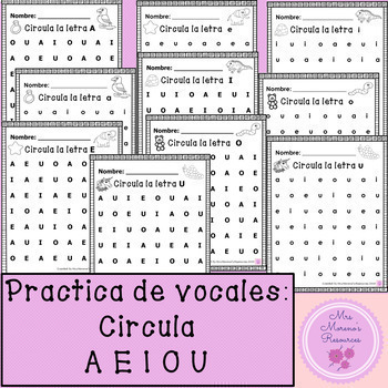 Preview of Practica de vocales: Circula la vocal AEIOU
