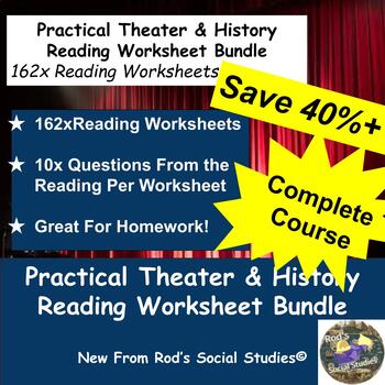Preview of Practical Theater & History COMPLETE Course Reading Worksheet Bundle *Editable**