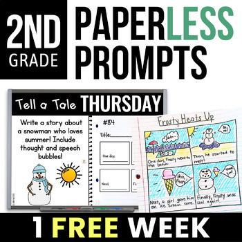Preview of 2nd Grade Morning Journal Prompts - FREE Writing Prompts for the Whiteboard