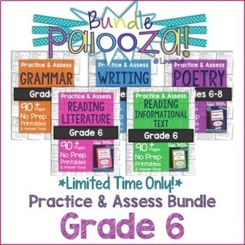 Preview of Practice & Assess BUNDLE for GRADE 6 ELA: Reading, Writing, Grammar, Poetry