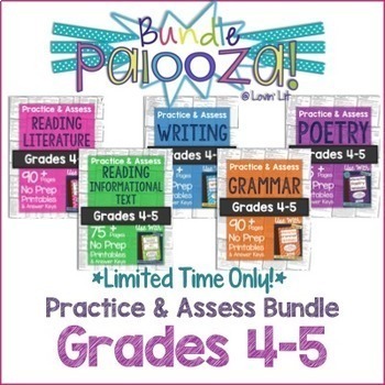 Preview of Practice & Assess BUNDLE for GRADES 4-5 ELA: Reading, Writing, Grammar, Poetry