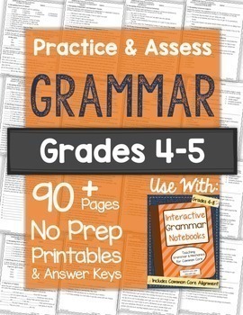 Preview of Grammar Worksheets and Tests: Grades 4-5 NO PREP Printables