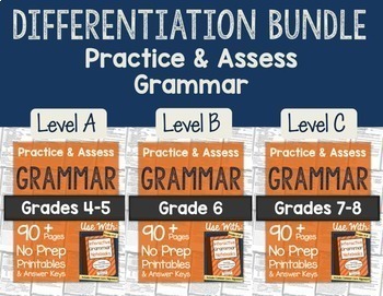 Preview of Practice & Assess Grammar: Differentiation BUNDLE!