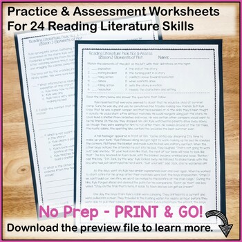 reading literature printables worksheets and tests grade 6 by lovin lit