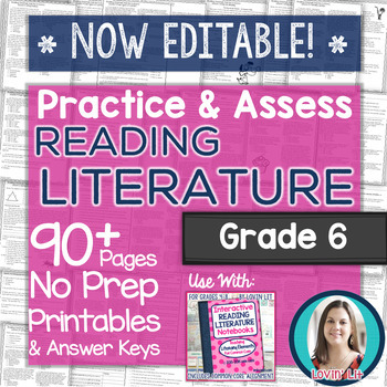 Preview of Reading Literature Printables - Worksheets and Tests Grade 6