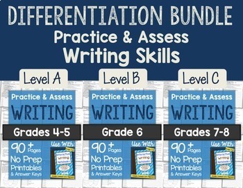 Preview of Practice & Assess WRITING SKILLS: Differentiation BUNDLE!