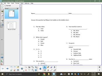 Preview of Practice Bubble Sheet Test