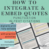 MLA Format Practice Unit for Citing Textual Evidence w/ Qu