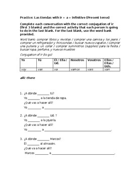 Spanish Ir and Ir + a + Infinitive PowerPoint and Practice Activities