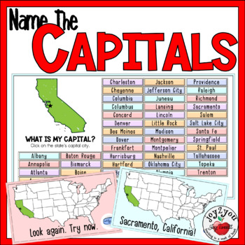 Preview of STATE CAPITALS | SELF-CHECKING | MAP SKILLS | ONLINE LEARNING