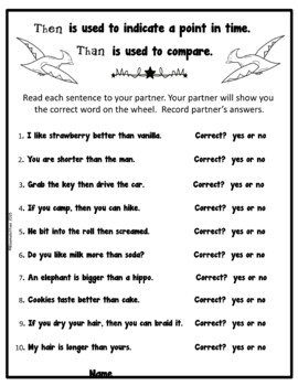 Practice Makes Perfect: Then vs. Than Activities and Worksheets | TpT