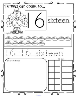 thanksgiving number practice printables recognition tracing counting 1 20