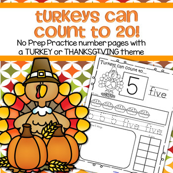 Preview of THANKSGIVING Number Sense Printables 1-20 Counting Recognition Tracing No Prep