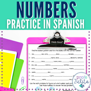 Preview of Practice Numbers in Spanish - Los Números - Spanish Numbers Worksheet